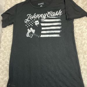 Johnny Cash Man In Black American Flag Guitar L